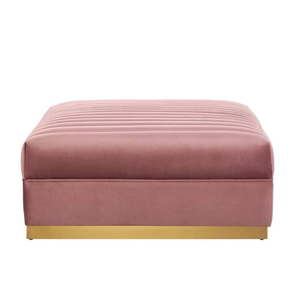 Sanguine Channel Tufted Performance Velvet Modular Sectional Sofa Ottoman - Dusty Rose