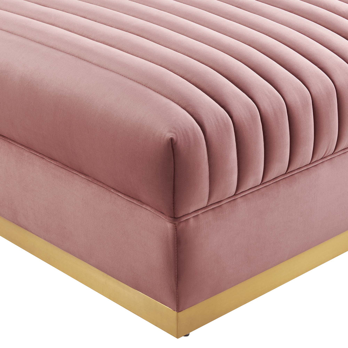 Sanguine Channel Tufted Performance Velvet Modular Sectional Sofa Ottoman - Dusty Rose