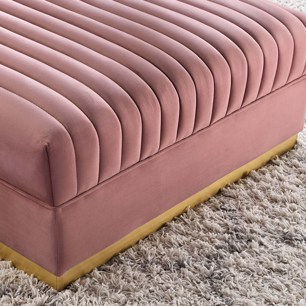 Sanguine Channel Tufted Performance Velvet Modular Sectional Sofa Ottoman - Dusty Rose
