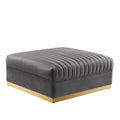 Sanguine Channel Tufted Performance Velvet Modular Sectional Sofa Ottoman - Gray