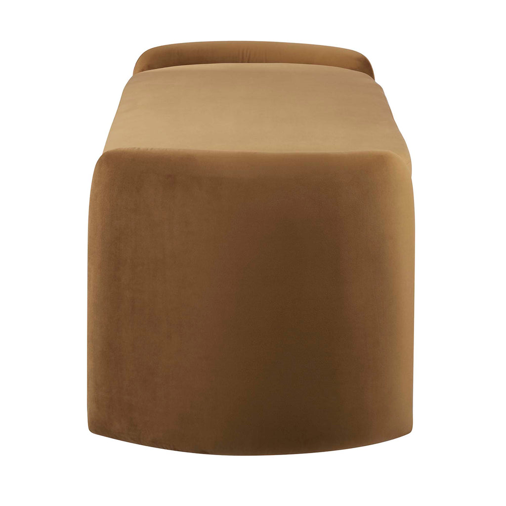 Nebula Upholstered Performance Velvet Bench - Cognac