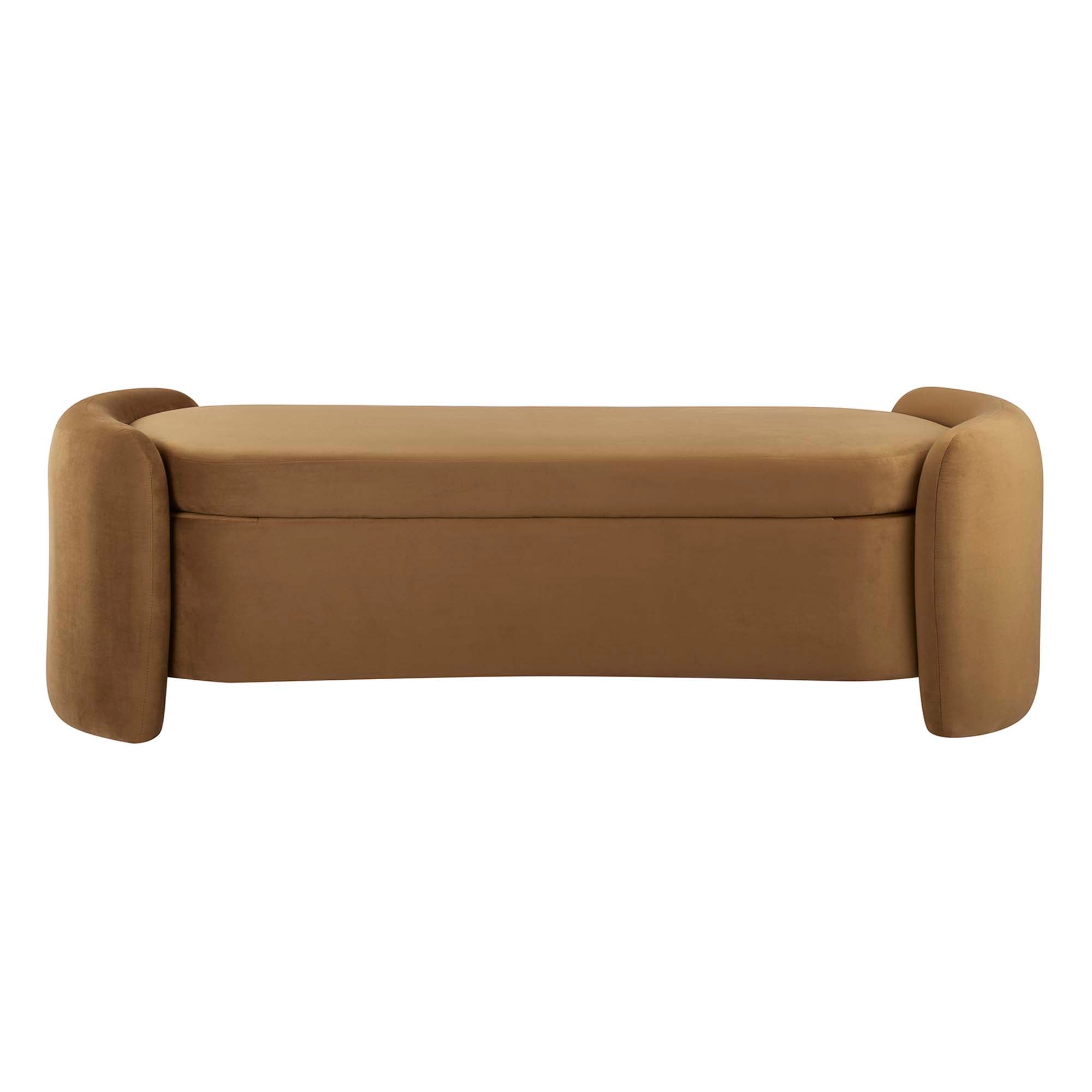 Nebula Upholstered Performance Velvet Bench - Cognac
