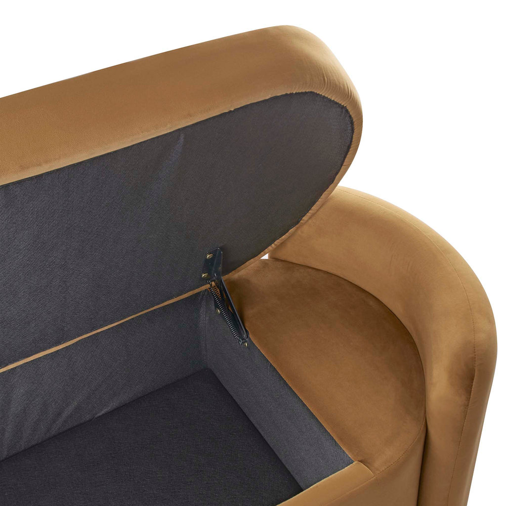 Nebula Upholstered Performance Velvet Bench - Cognac