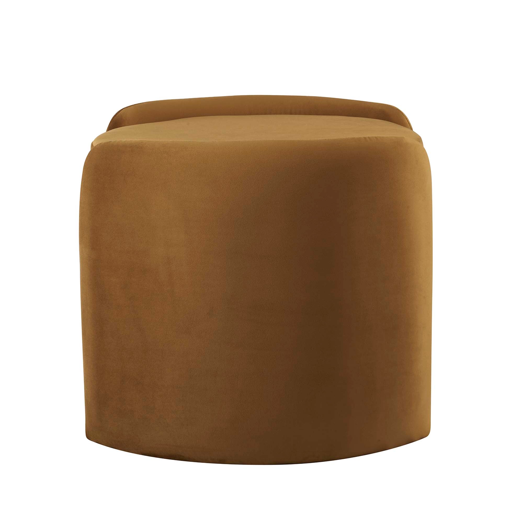 Nebula Upholstered Performance Velvet Ottoman - Cognac