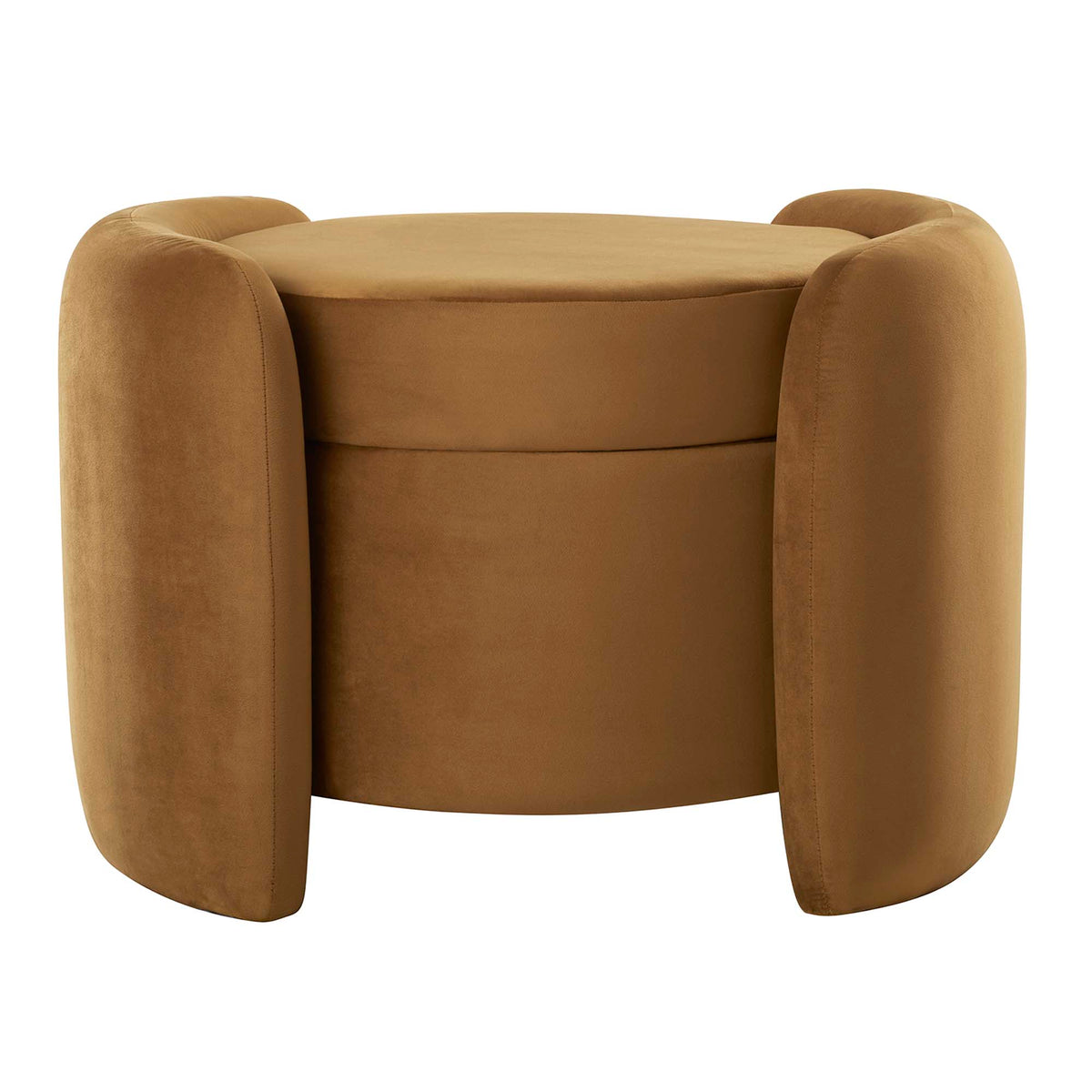 Nebula Upholstered Performance Velvet Ottoman - Cognac