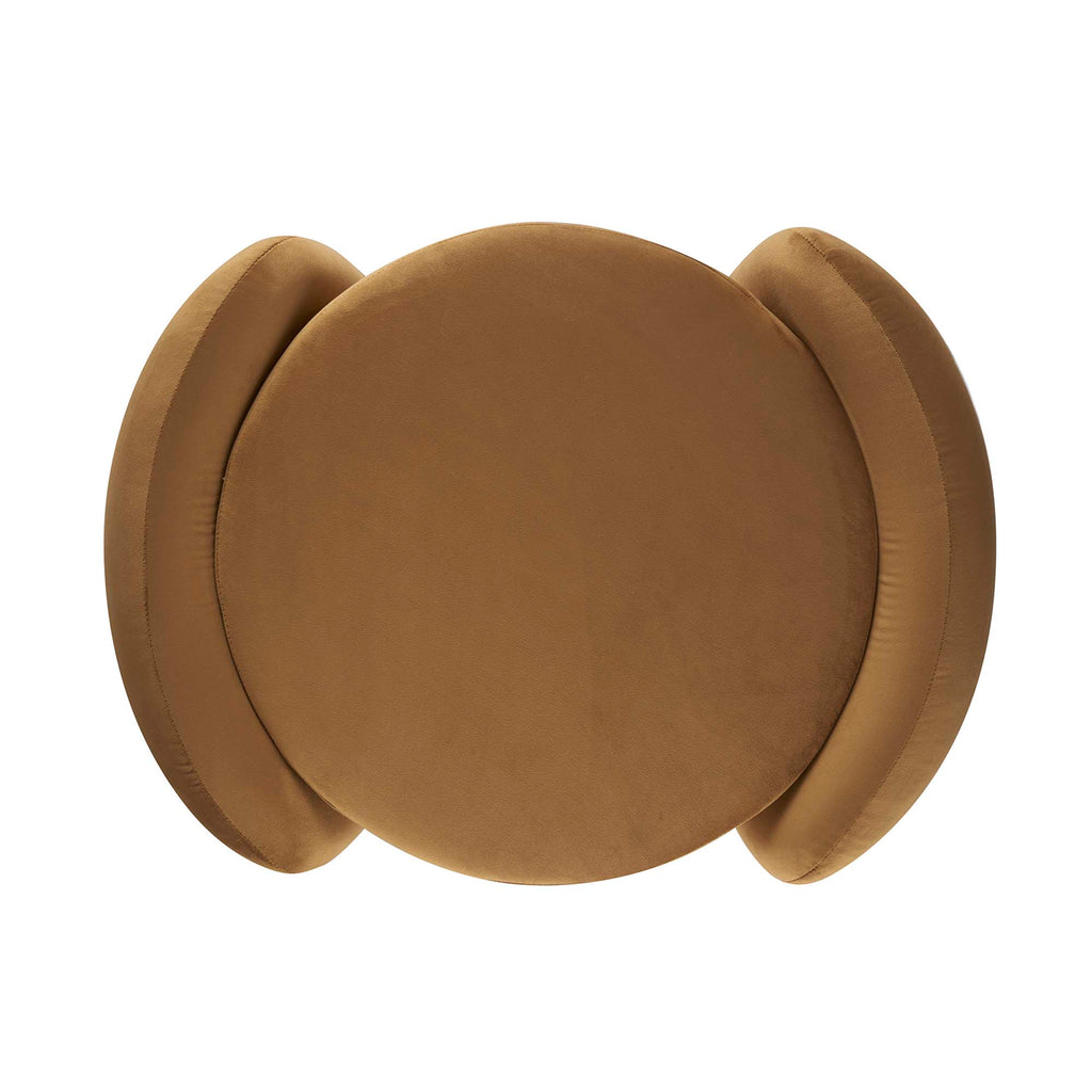 Nebula Upholstered Performance Velvet Ottoman - Cognac