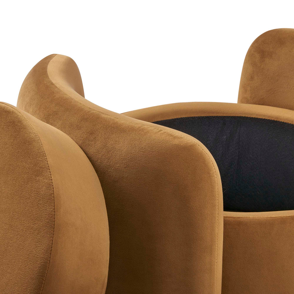 Nebula Upholstered Performance Velvet Ottoman - Cognac