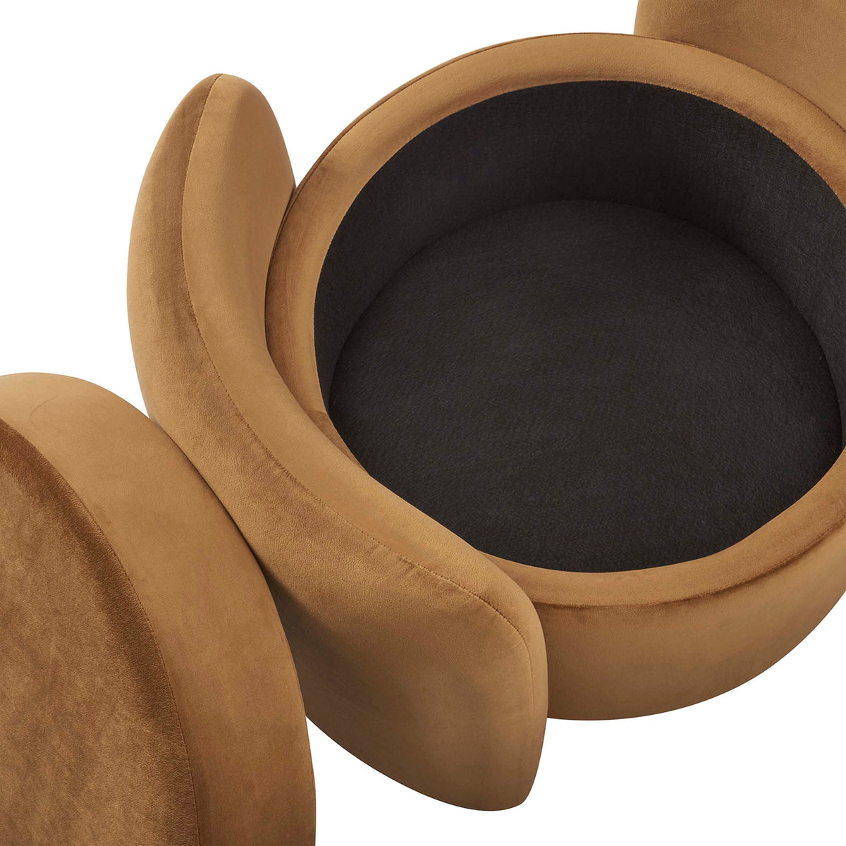 Nebula Upholstered Performance Velvet Ottoman - Cognac