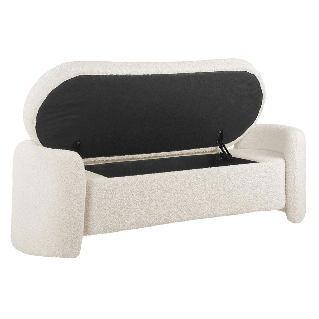 Nebula Boucle Upholstered Bench - Ivory