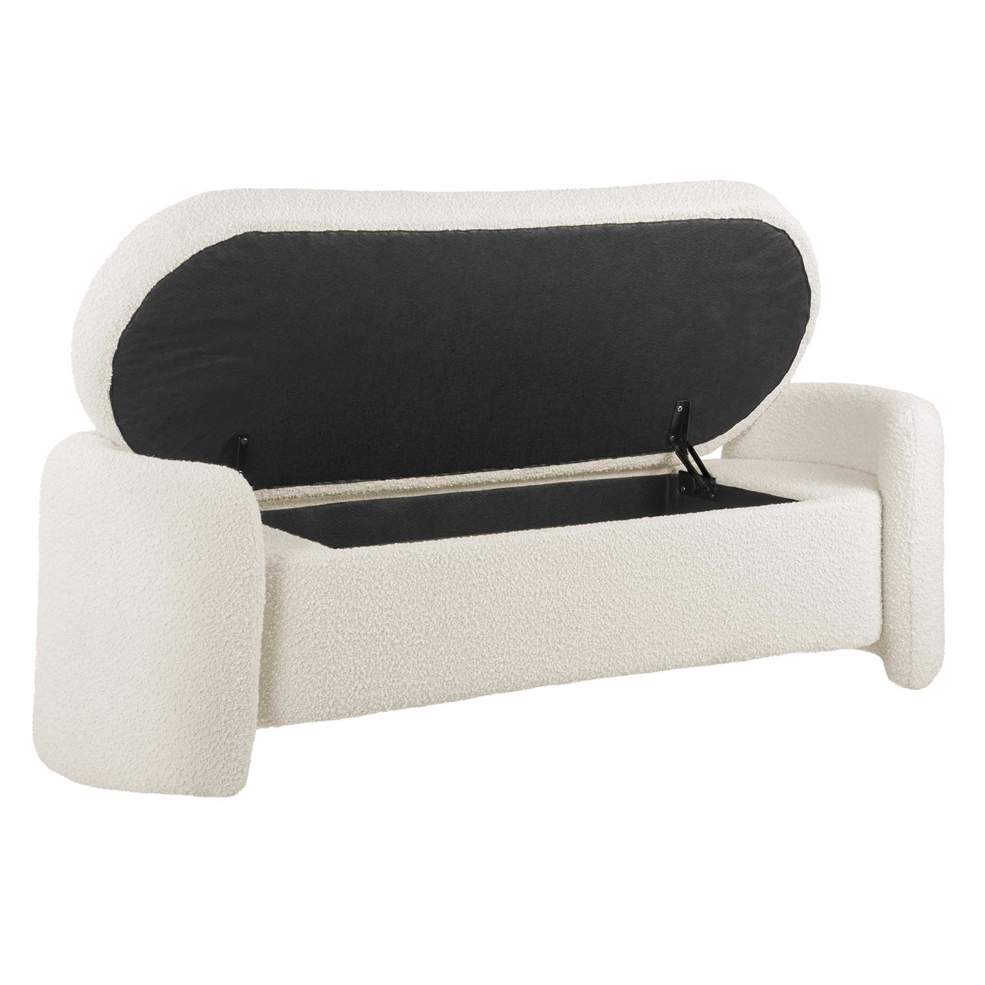 Nebula Boucle Upholstered Bench - Ivory