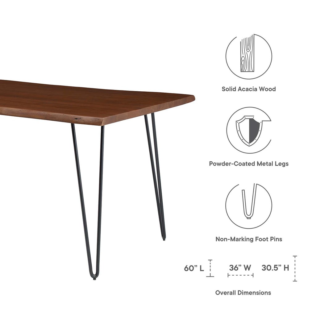 Ardor 60" Live Edge Acacia Wood Acacia Wood Dining Table - Black Walnut