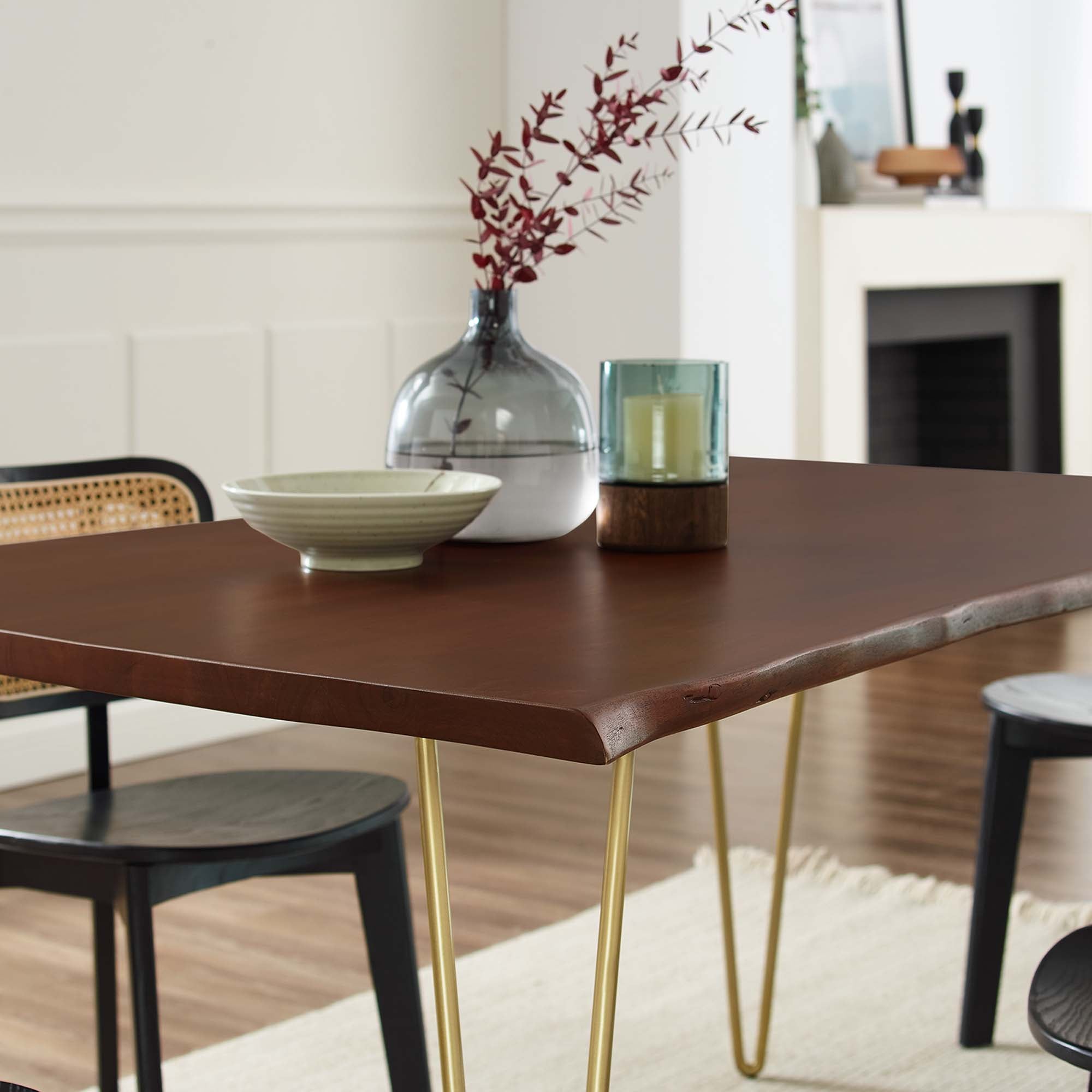 Ardor 60" Live Edge Acacia Wood Acacia Wood Dining Table - Gold Walnut