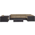 Corona 7 Piece Outdoor Patio Sectional Set - Espresso Mocha