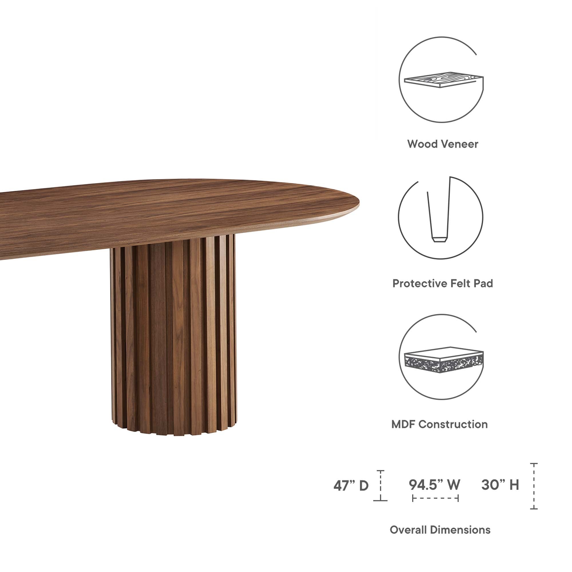 Senja 95" Oval Dining Table - Walnut