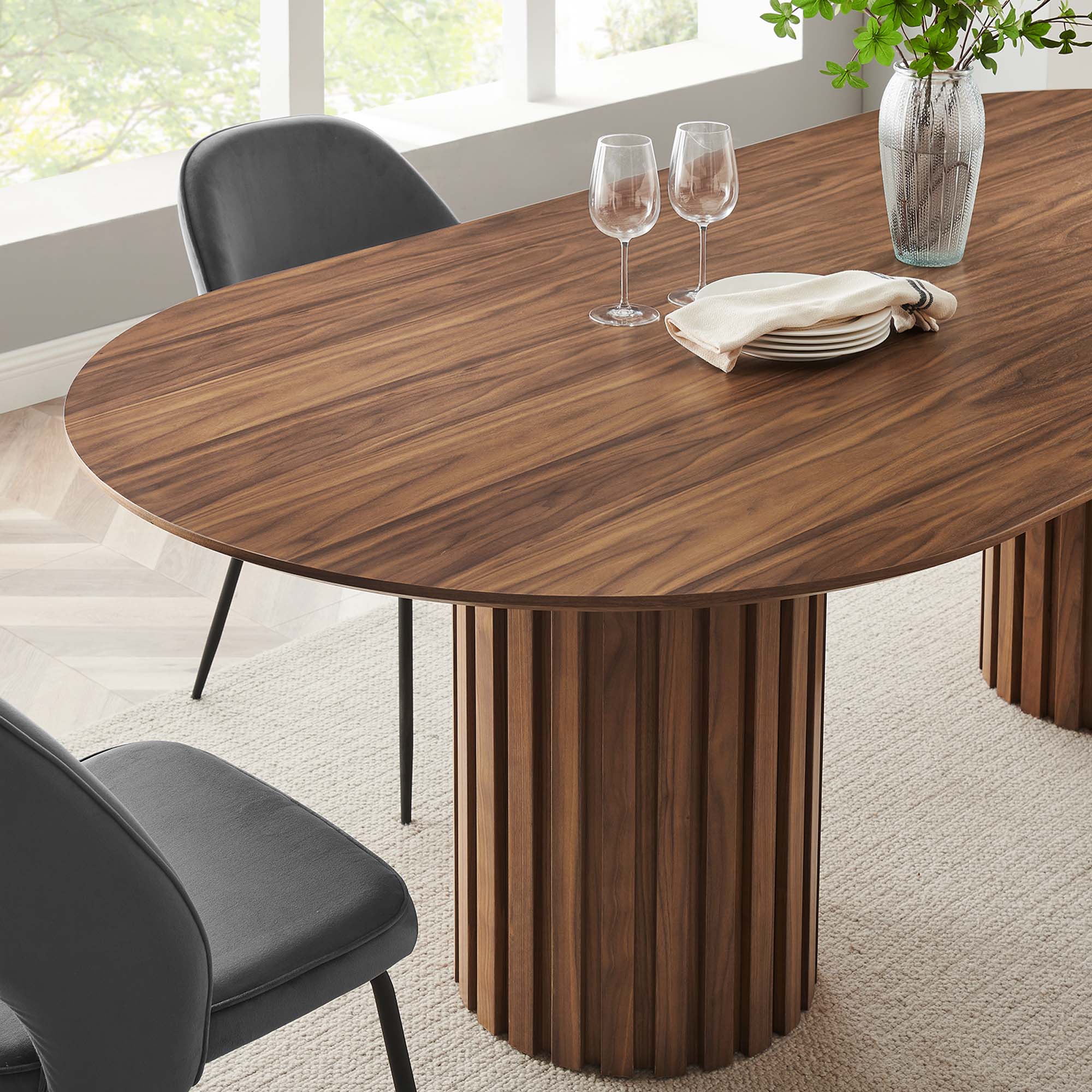 Senja 95" Oval Dining Table - Walnut