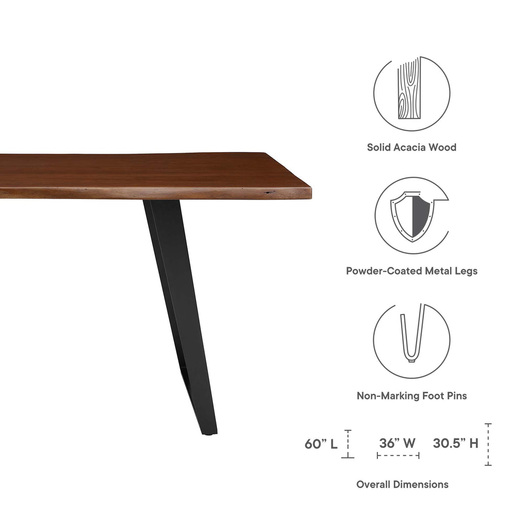 Viggo 60" Live Edge Acacia Wood Acacia Wood Dining Table - Black Walnut