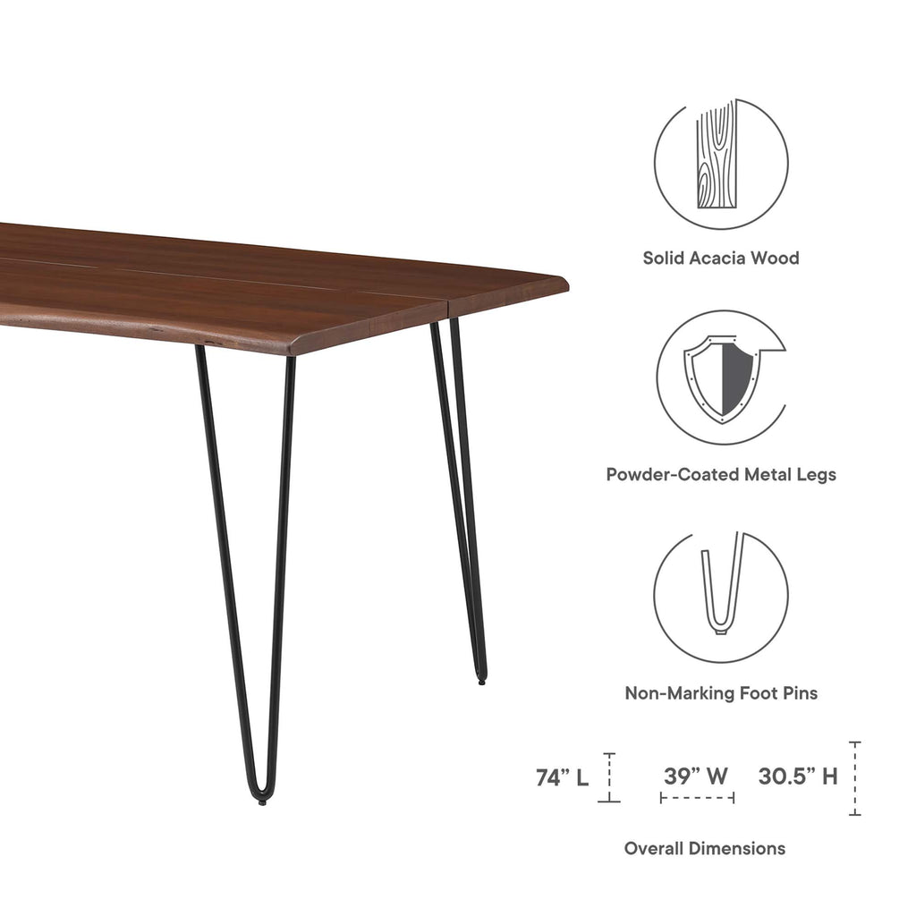 Ardor 74" Live Edge Acacia Wood Acacia Wood Dining Table - Black Walnut