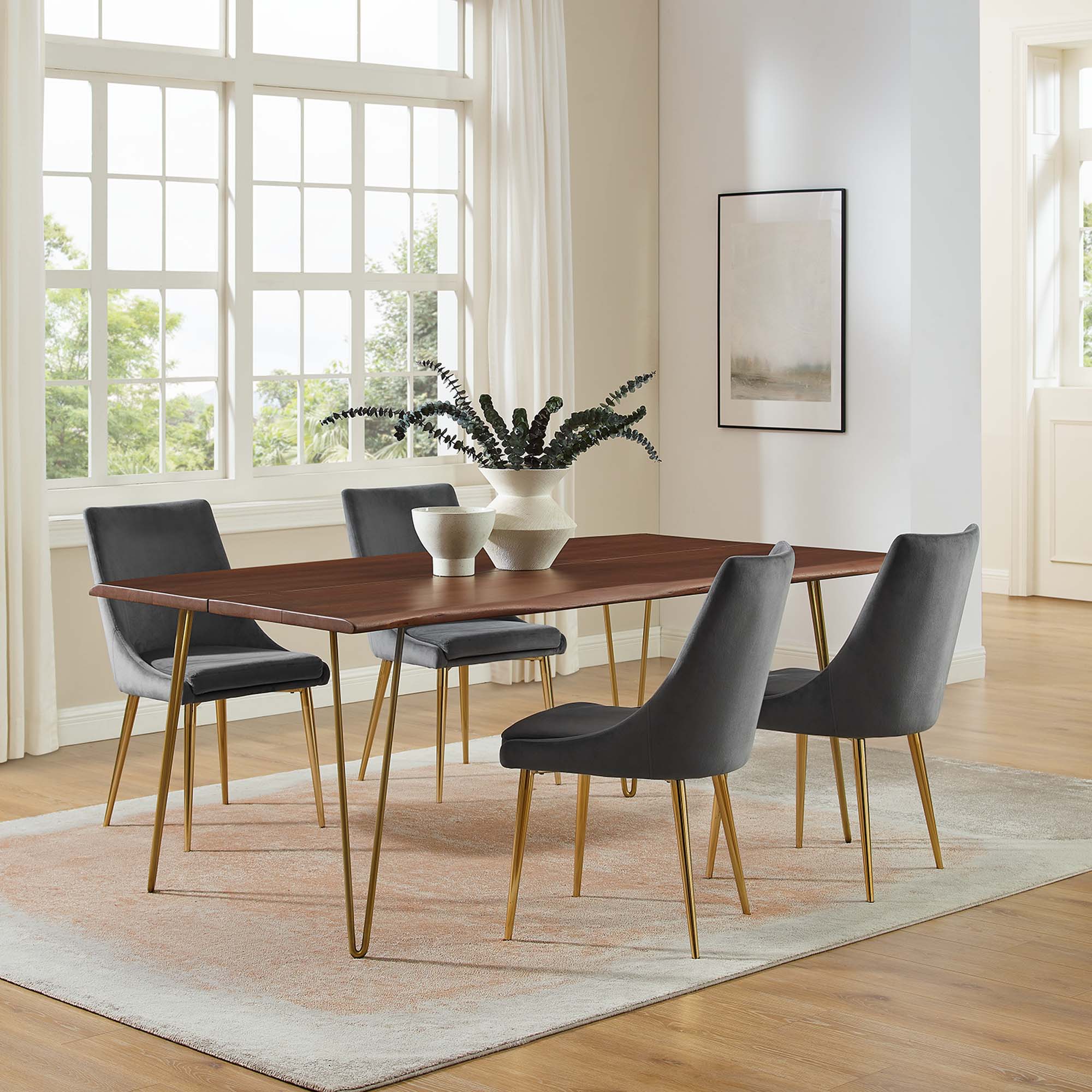 Ardor 74" Live Edge Acacia Wood Acacia Wood Dining Table - Gold Walnut