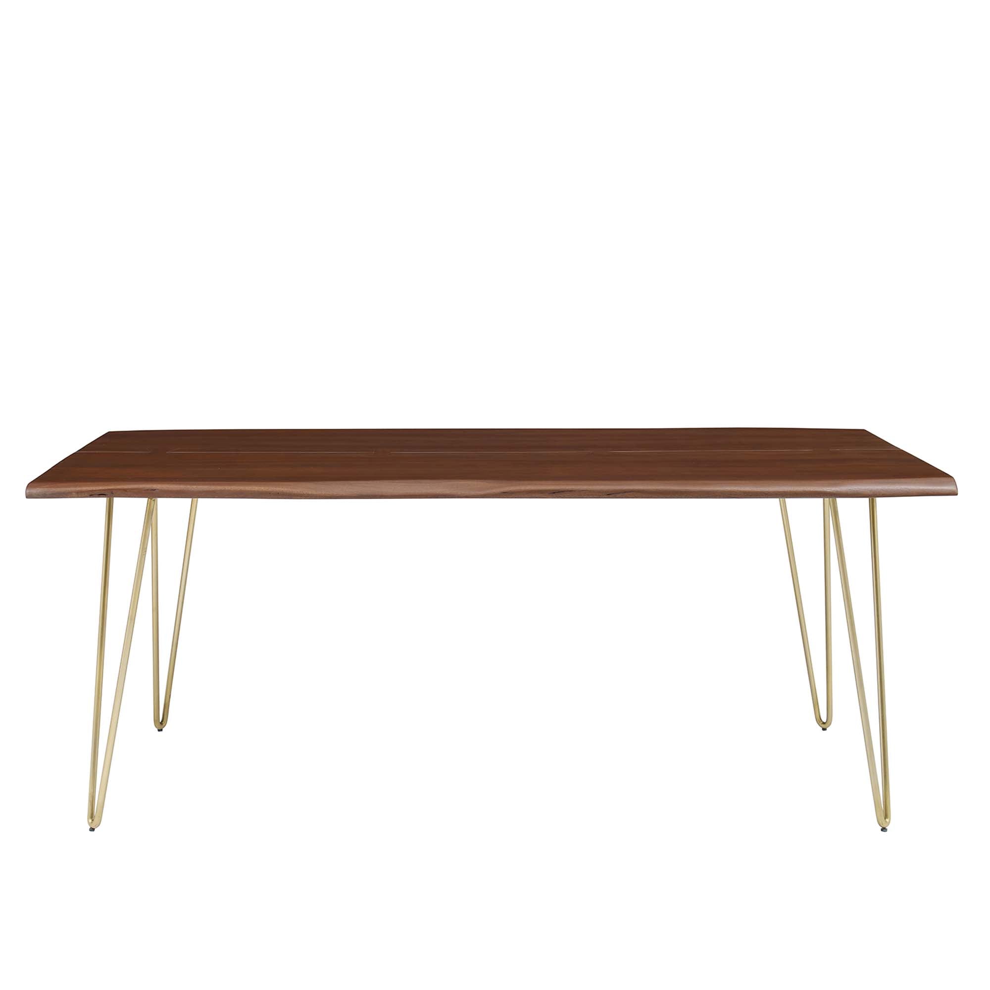 Ardor 74" Live Edge Acacia Wood Acacia Wood Dining Table - Gold Walnut