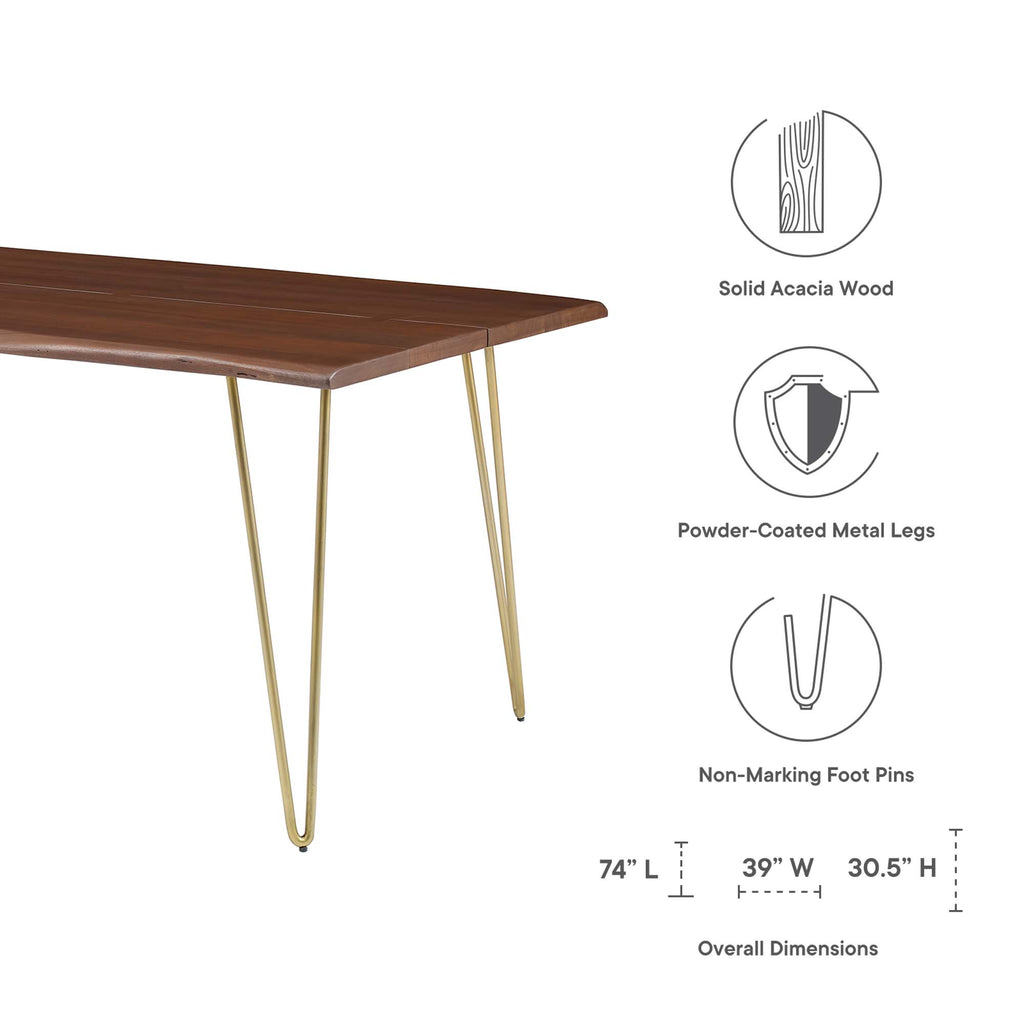 Ardor 74" Live Edge Acacia Wood Acacia Wood Dining Table - Gold Walnut