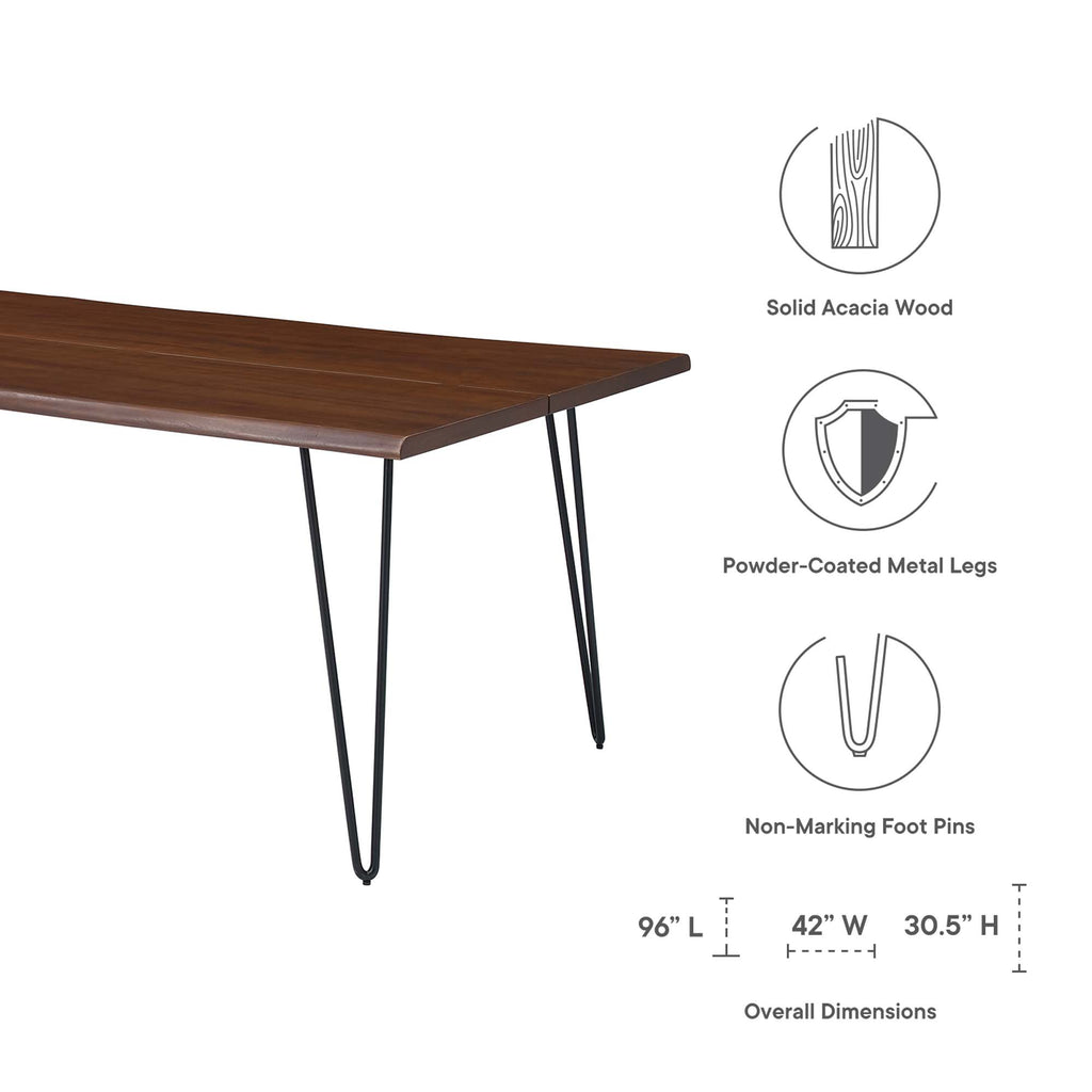 Ardor 96" Live Edge Acacia Wood Acacia Wood Dining Table - Black Walnut