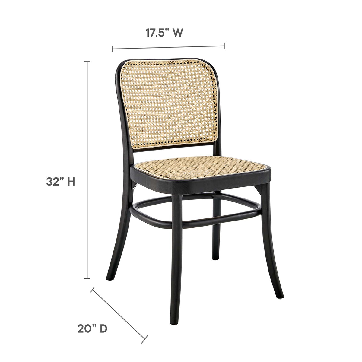 Winona Wood Dining Side Chair Set of 2 - Black