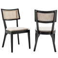 Caledonia Fabric Upholstered Wood Dining Chair Set of 2 - Black Beige