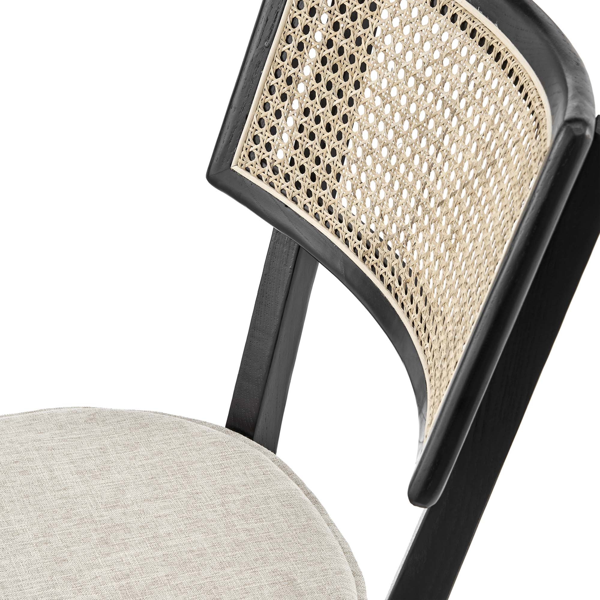 Caledonia Fabric Upholstered Wood Dining Chair Set of 2 - Black Beige