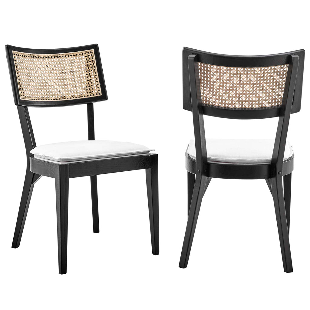 Caledonia Fabric Upholstered Wood Dining Chair Set of 2 - Black White