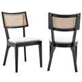 Caledonia Fabric Upholstered Wood Dining Chair Set of 2 - Black White