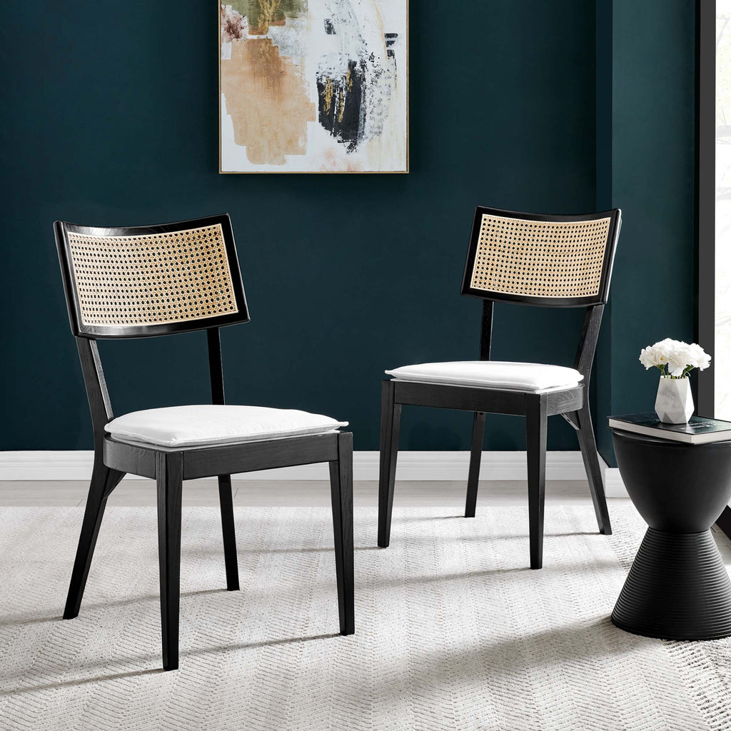 Caledonia Fabric Upholstered Wood Dining Chair Set of 2 - Black White