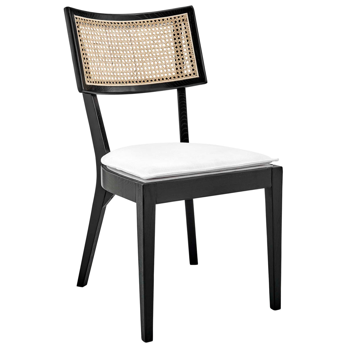 Caledonia Fabric Upholstered Wood Dining Chair Set of 2 - Black White