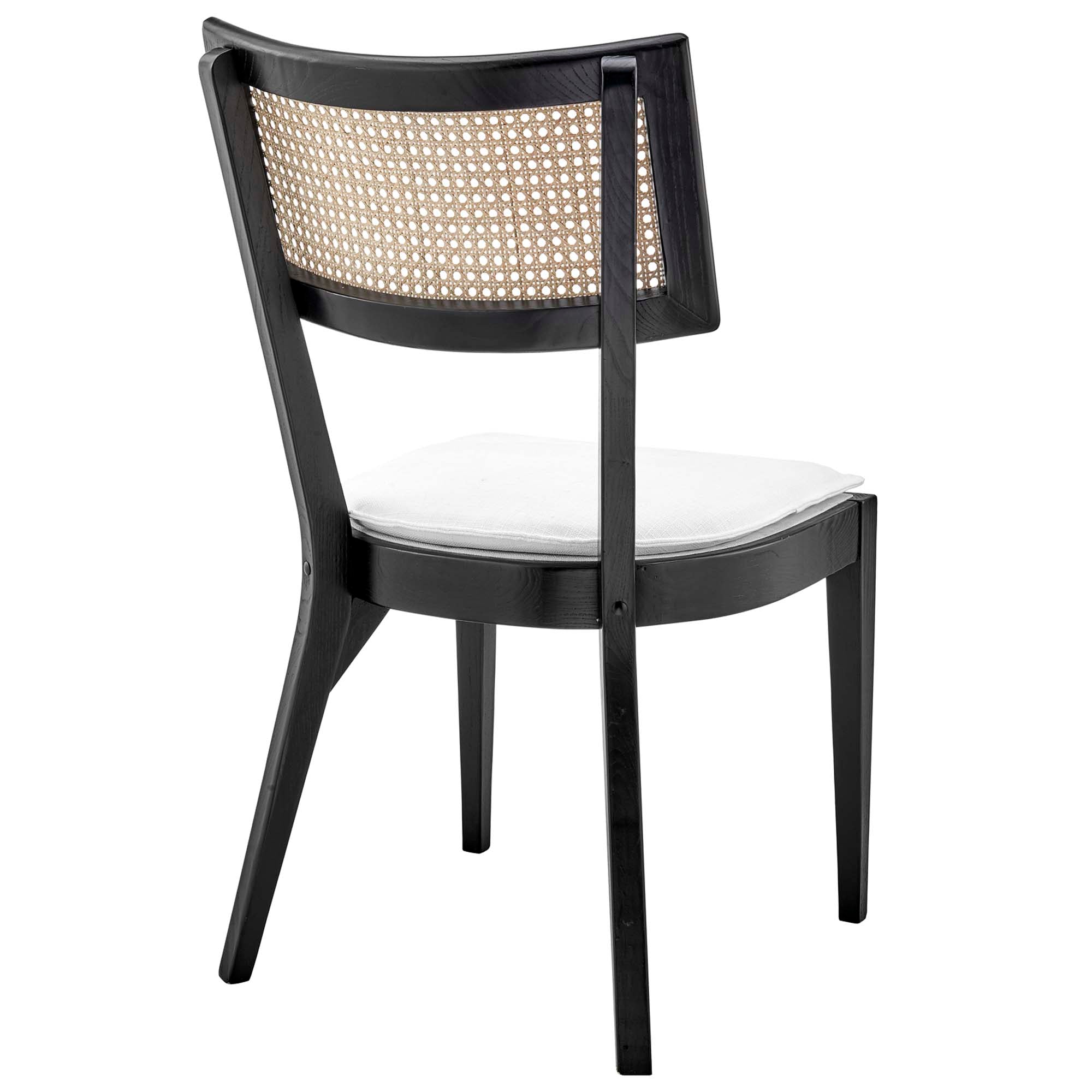 Caledonia Fabric Upholstered Wood Dining Chair Set of 2 - Black White
