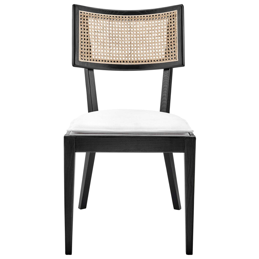 Caledonia Fabric Upholstered Wood Dining Chair Set of 2 - Black White