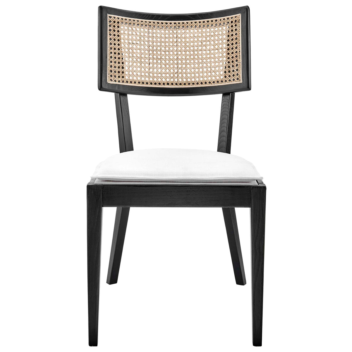 Caledonia Fabric Upholstered Wood Dining Chair Set of 2 - Black White