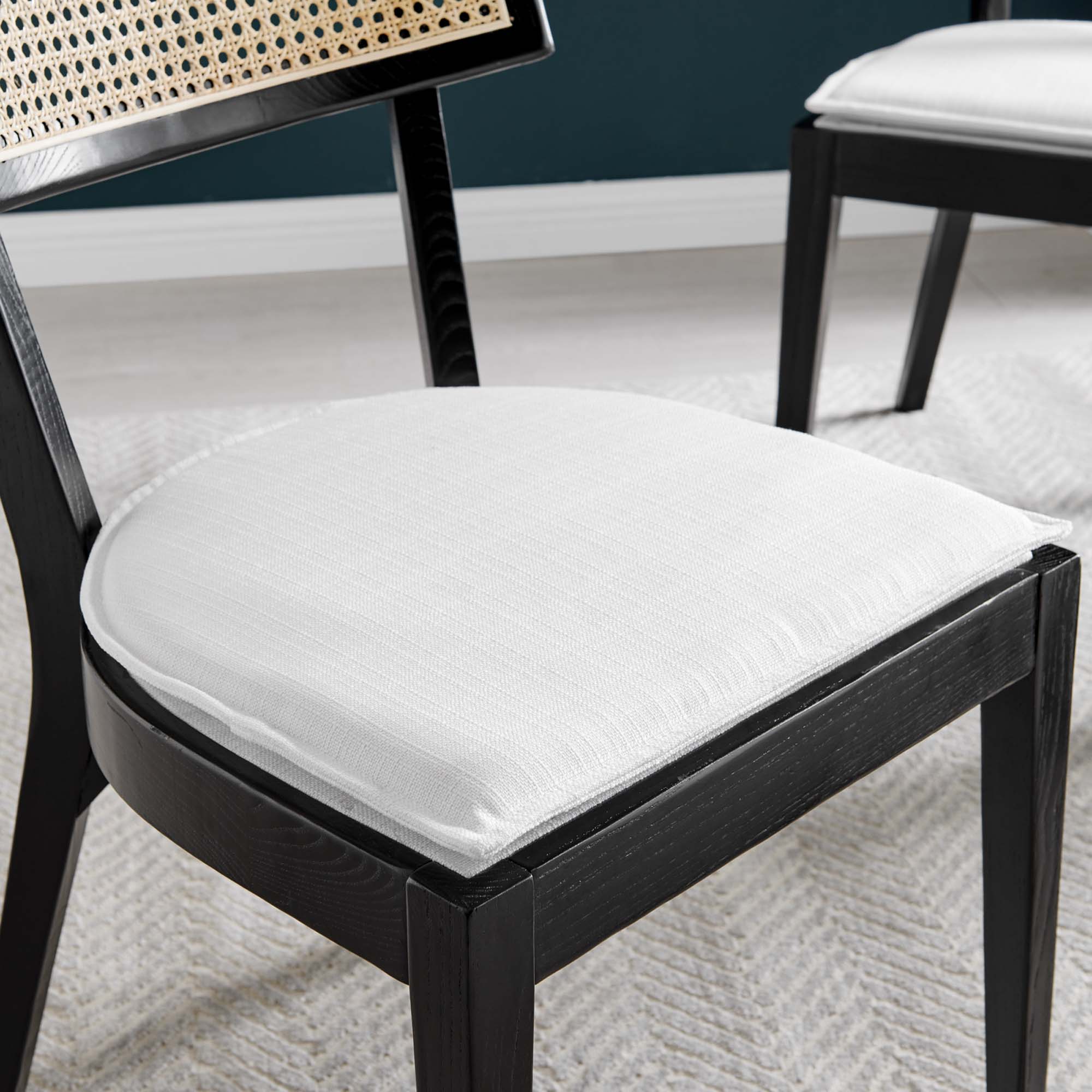 Caledonia Fabric Upholstered Wood Dining Chair Set of 2 - Black White