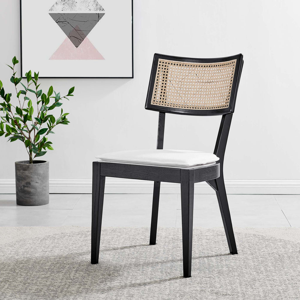 Caledonia Fabric Upholstered Wood Dining Chair Set of 2 - Black White