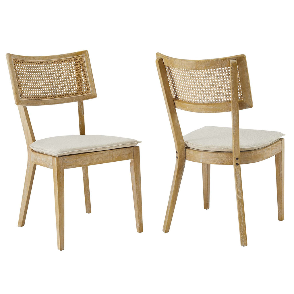 Caledonia Fabric Upholstered Wood Dining Chair Set of 2 - Gray Beige