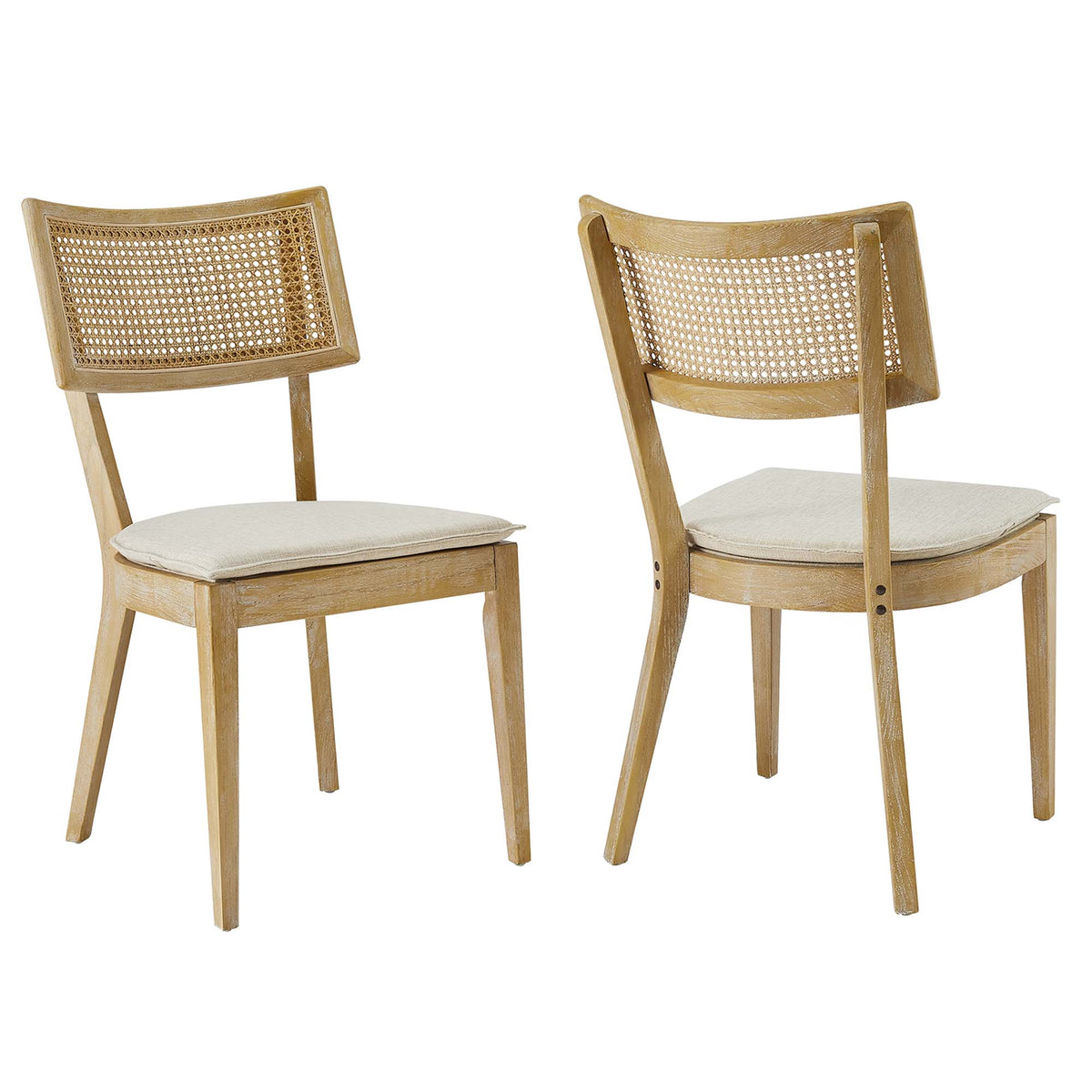 Caledonia Fabric Upholstered Wood Dining Chair Set of 2 - Gray Beige