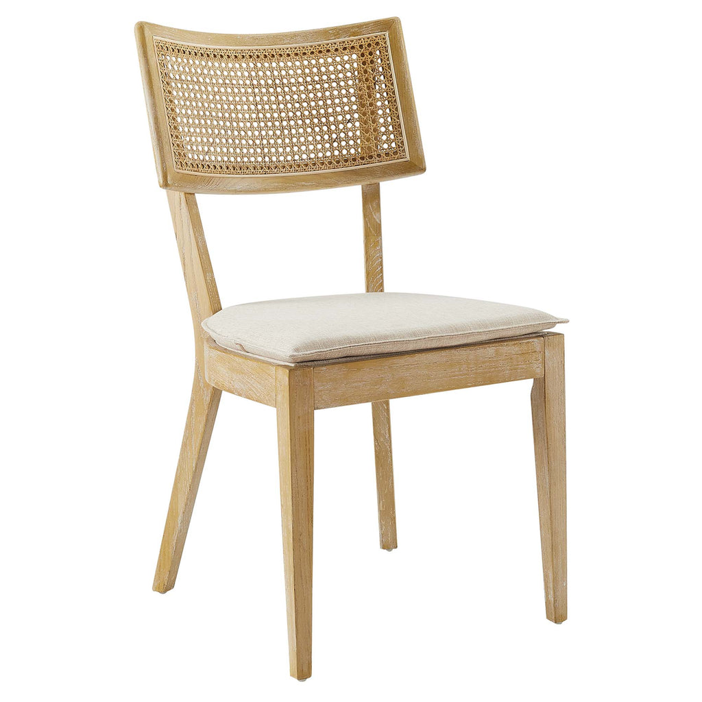 Caledonia Fabric Upholstered Wood Dining Chair Set of 2 - Gray Beige