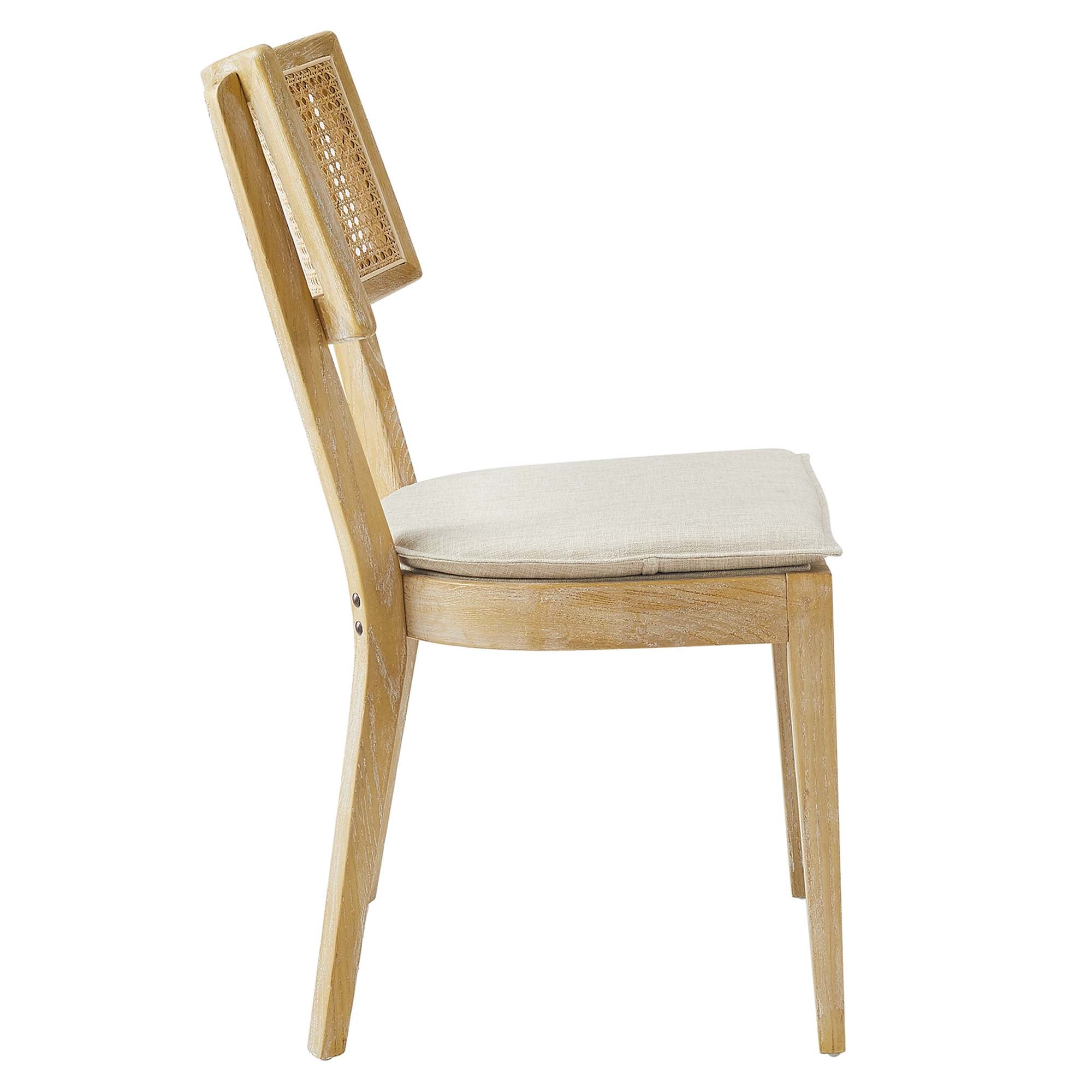Caledonia Fabric Upholstered Wood Dining Chair Set of 2 - Gray Beige