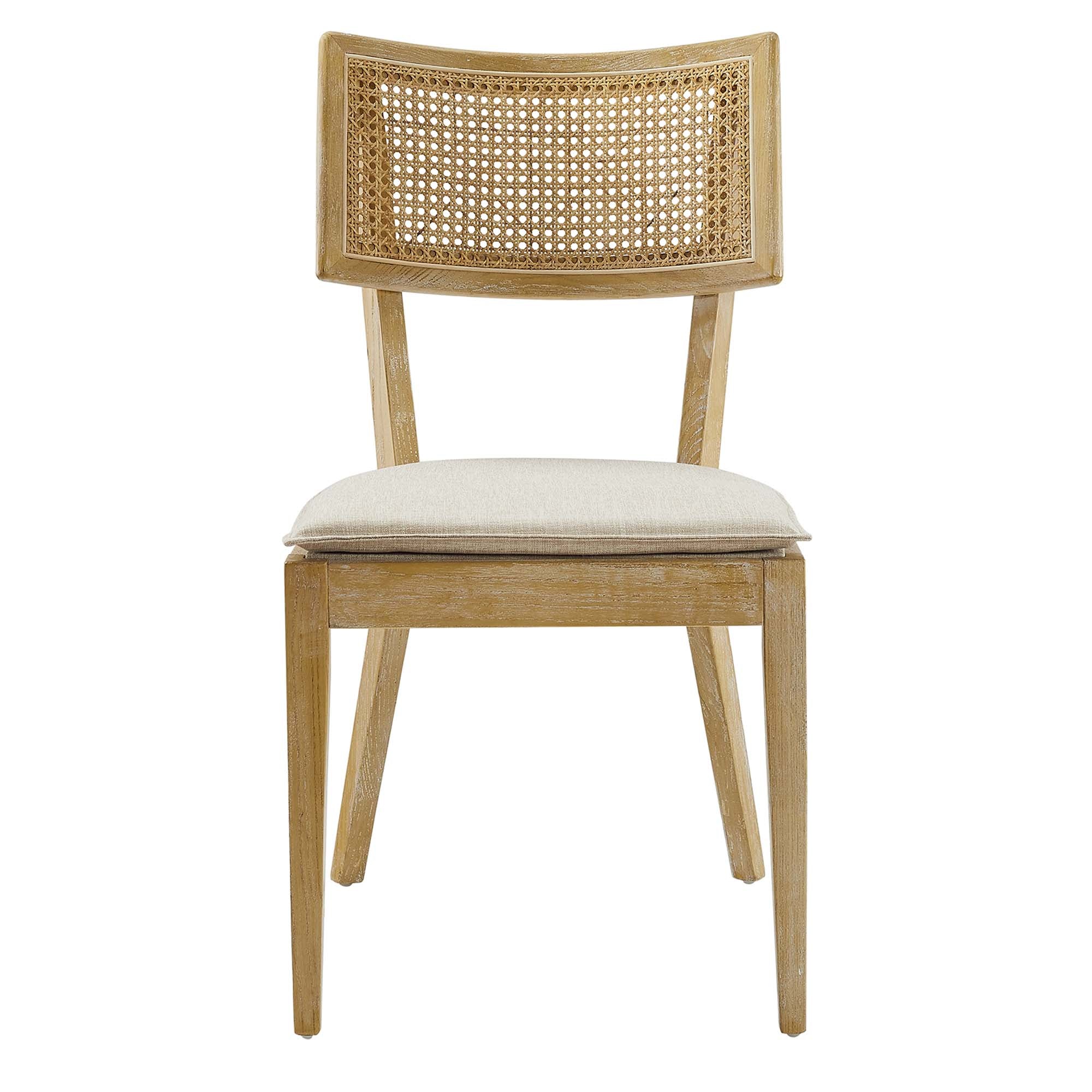 Caledonia Fabric Upholstered Wood Dining Chair Set of 2 - Gray Beige