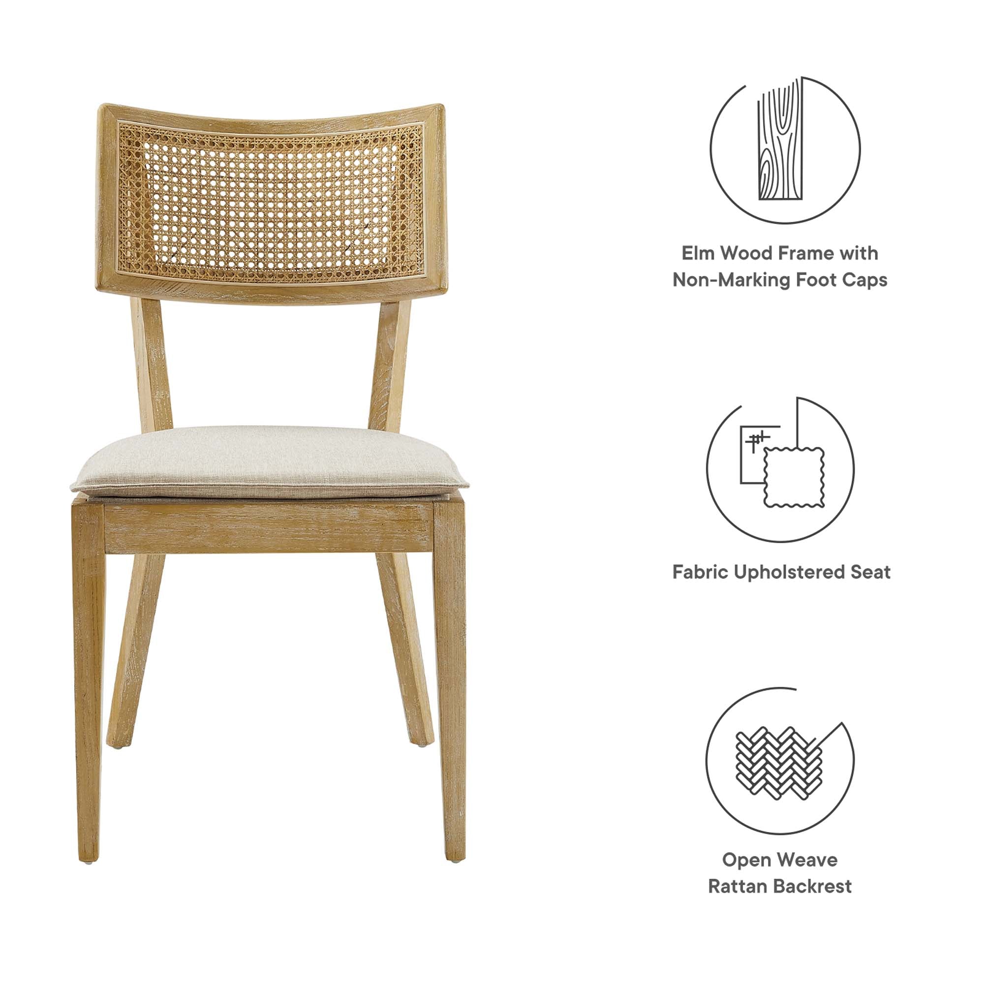 Caledonia Fabric Upholstered Wood Dining Chair Set of 2 - Gray Beige