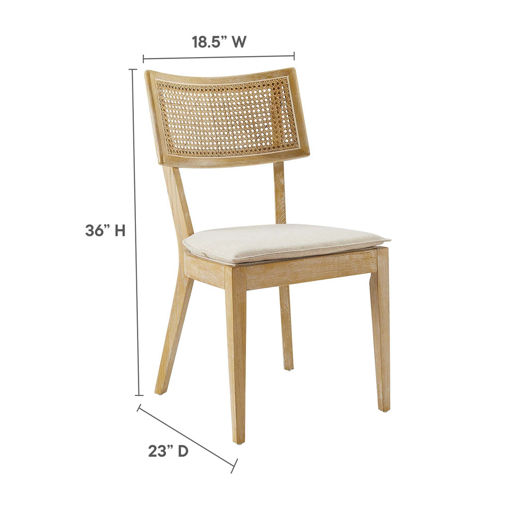 Caledonia Fabric Upholstered Wood Dining Chair Set of 2 - Gray Beige