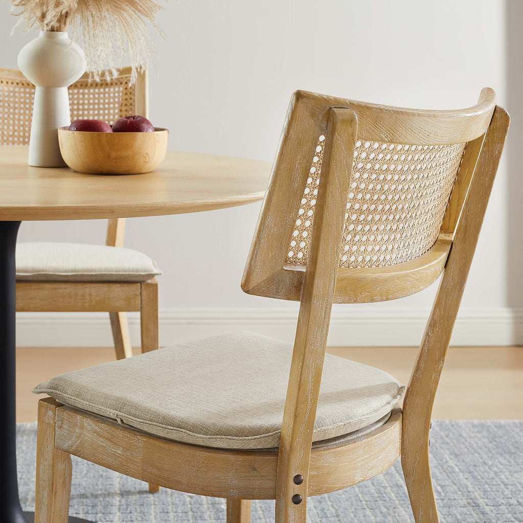 Caledonia Fabric Upholstered Wood Dining Chair Set of 2 - Gray Beige