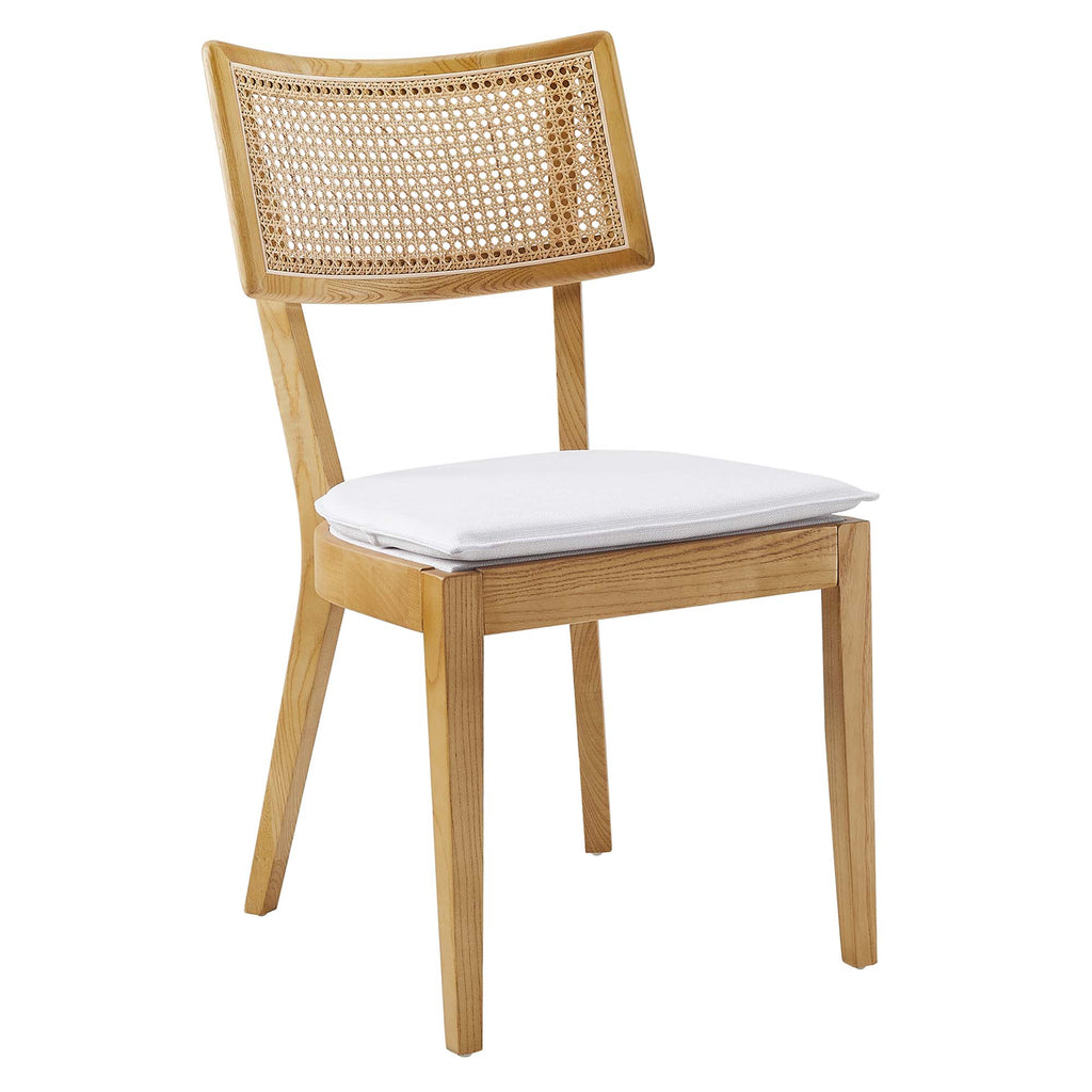 Caledonia Fabric Upholstered Wood Dining Chair Set of 2 - Natural White