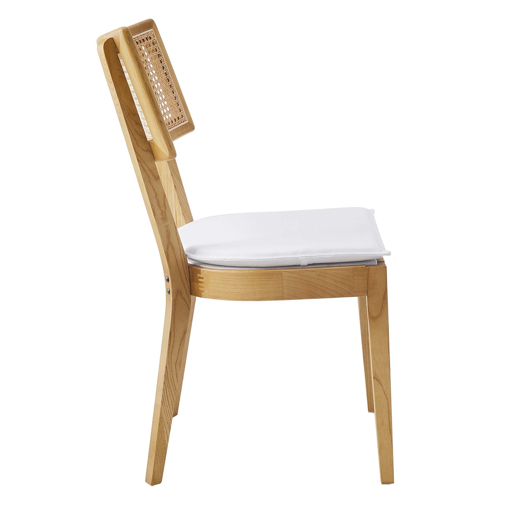 Caledonia Fabric Upholstered Wood Dining Chair Set of 2 - Natural White