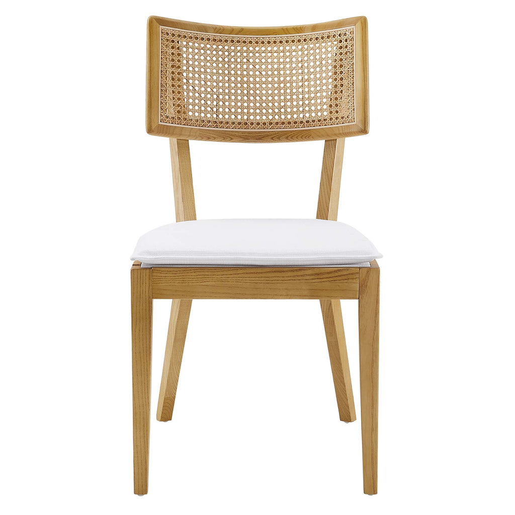 Caledonia Fabric Upholstered Wood Dining Chair Set of 2 - Natural White
