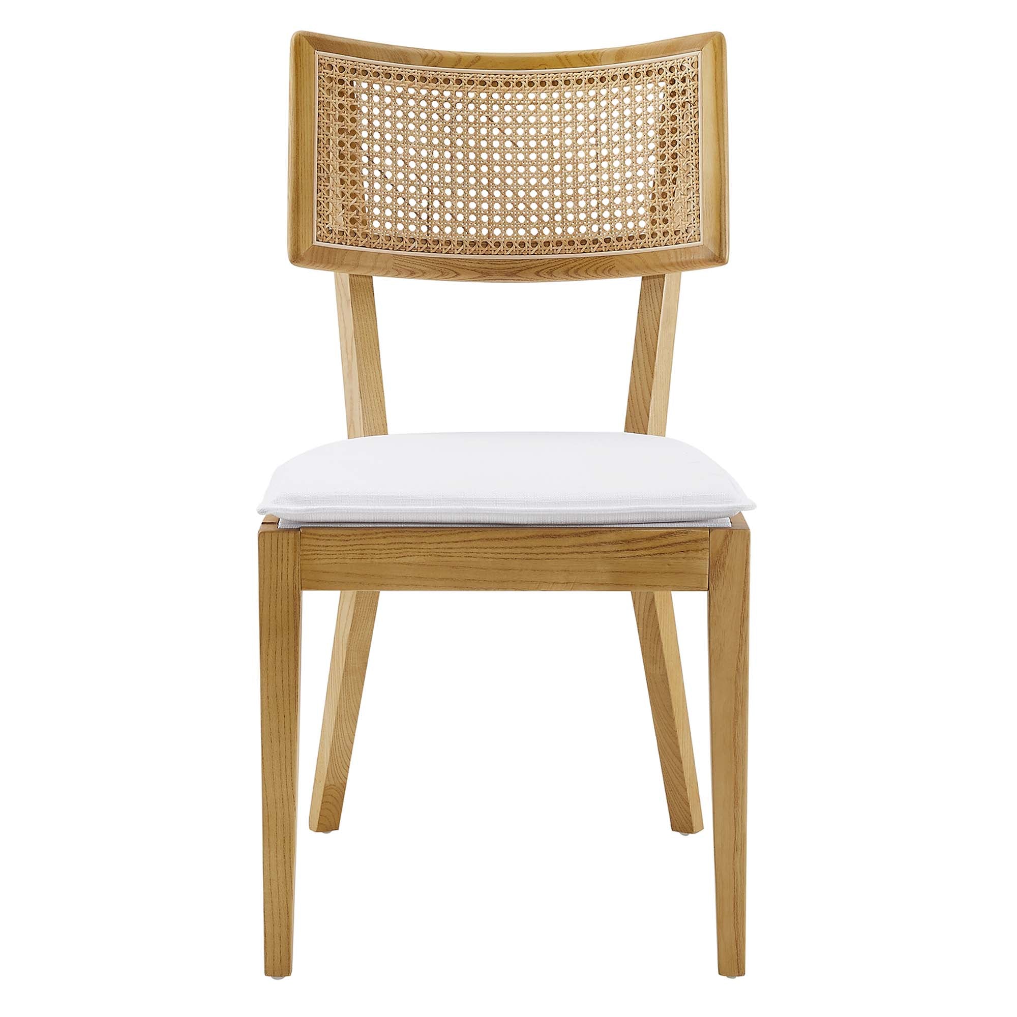 Caledonia Fabric Upholstered Wood Dining Chair Set of 2 - Natural White