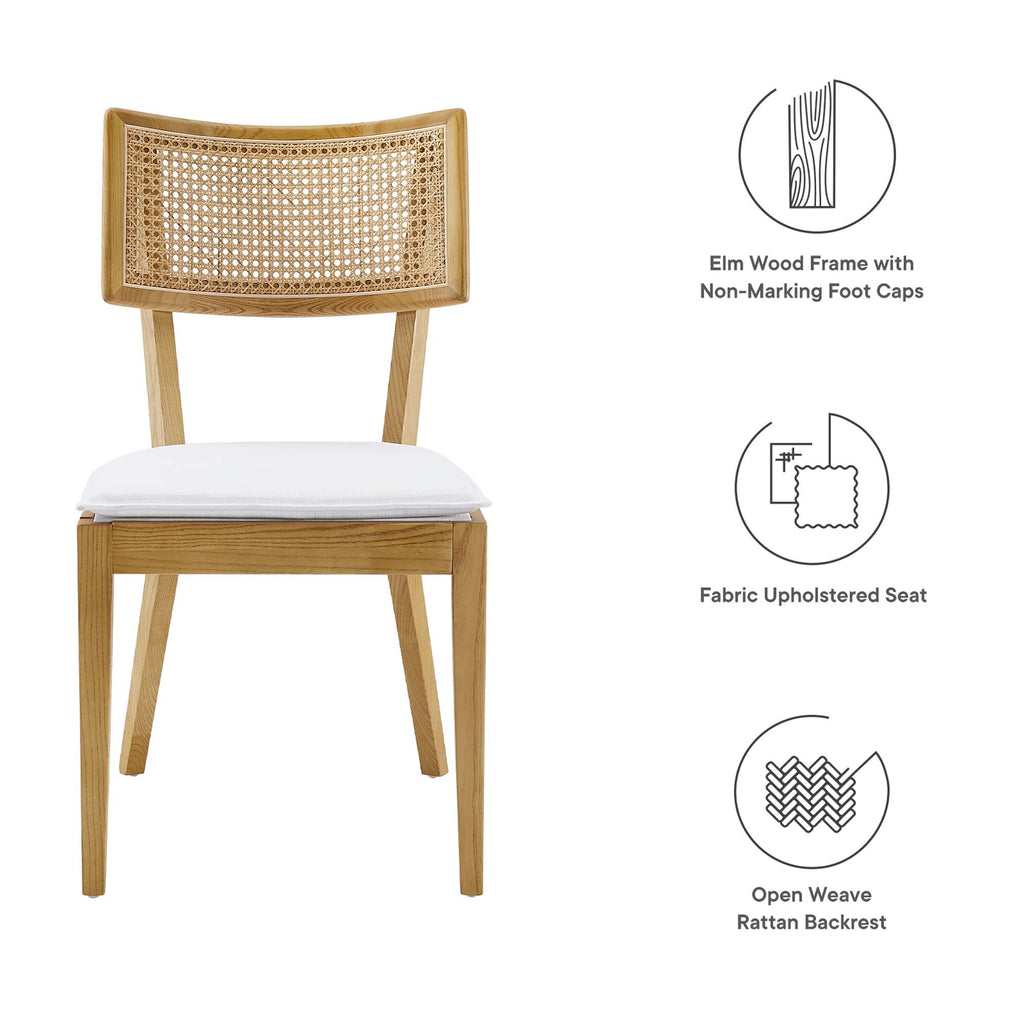 Caledonia Fabric Upholstered Wood Dining Chair Set of 2 - Natural White